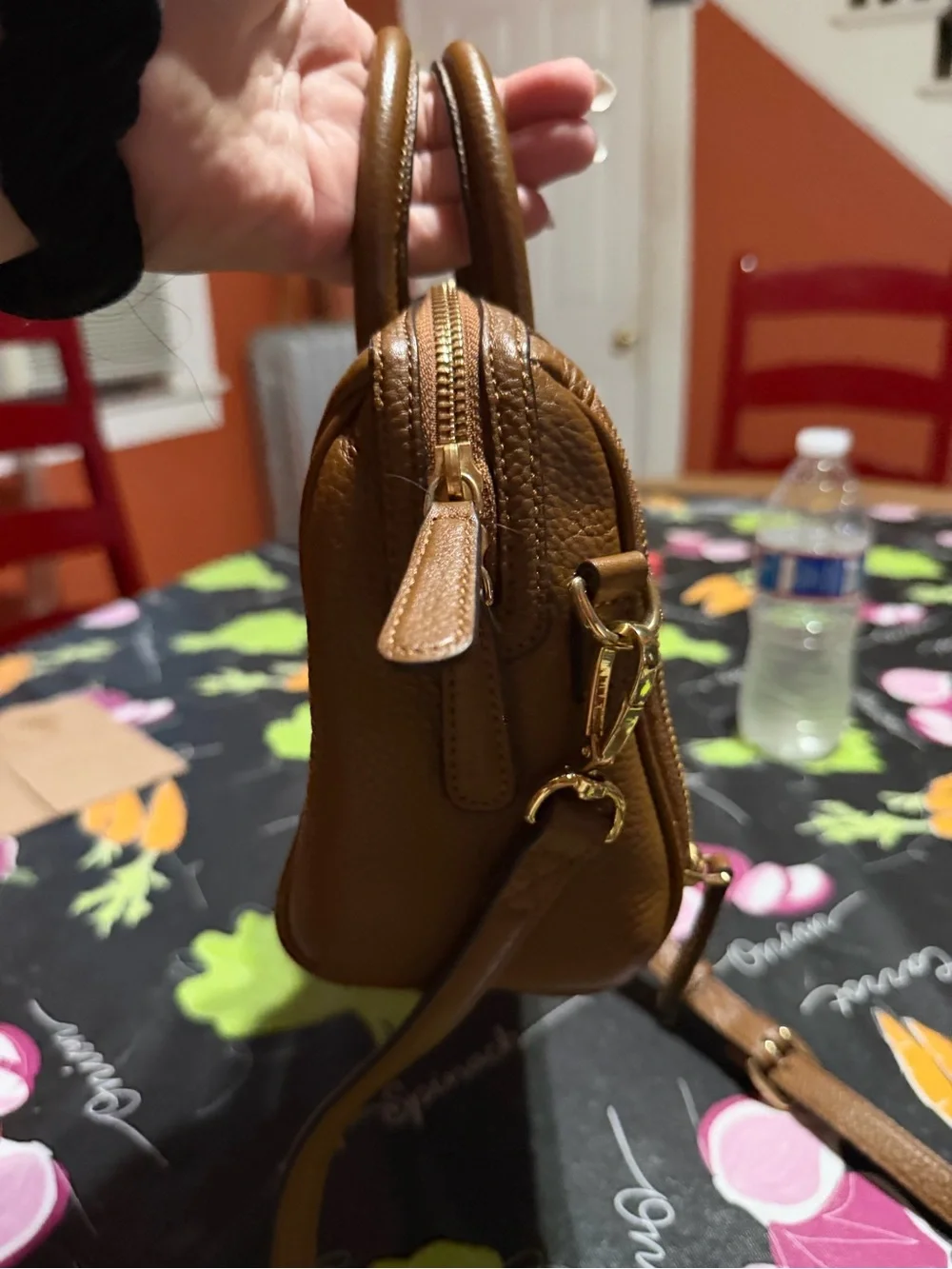 Vera Bradley Brown and Gold Leopard-Print Mini Crossbody